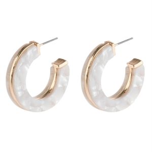 IVORY OPEN CIRCLE FACETED ACETATE EARRINGS